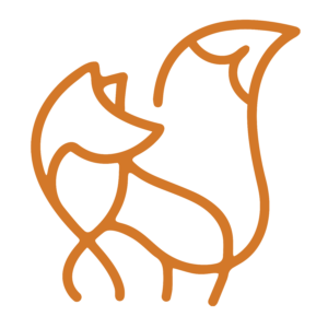 Company icon. Outline of an orange fox.